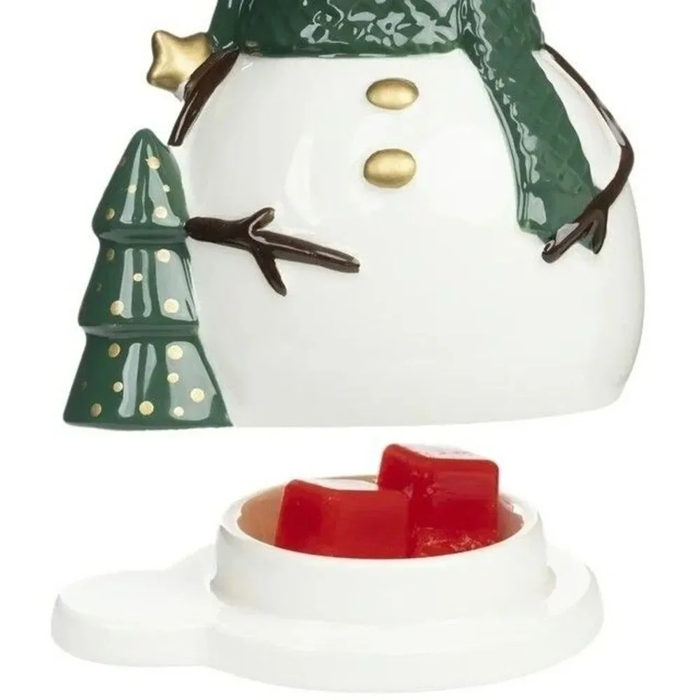 Snowman Wax Warmer Christmas Winter Fragrance Aromatherapy White Green Gold Gift